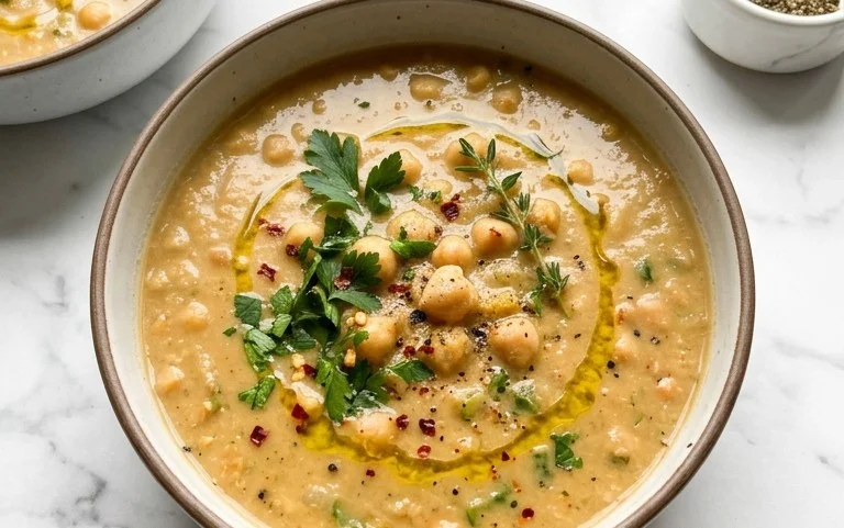 Vegan Garlic Chickpea Soup