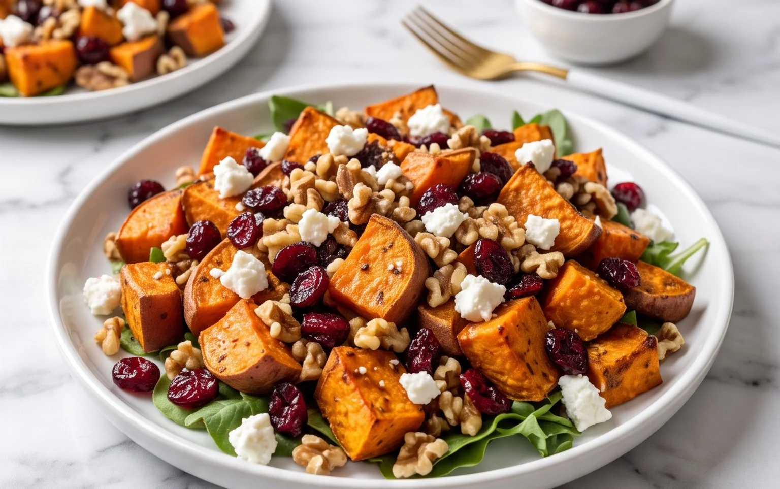 Roasted Sweet Potato Salad Cranberry Walnut Goat Cheese